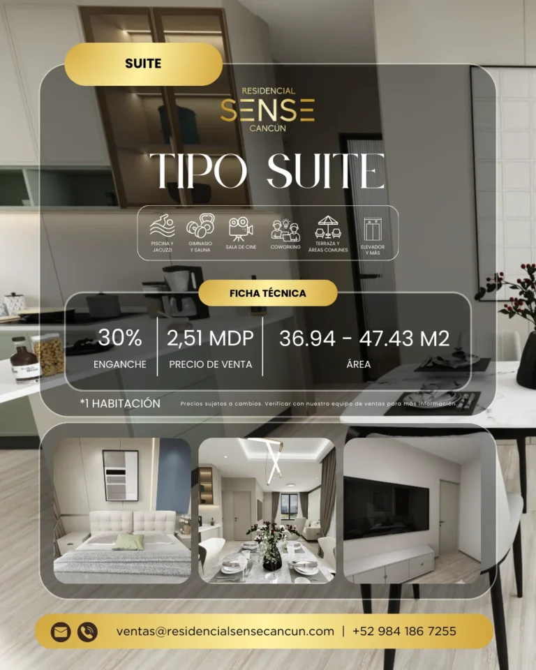 Plano Suite 36.94 a 47.43 m² Residencial Sense